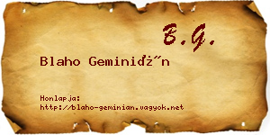 Blaho Geminián névjegykártya